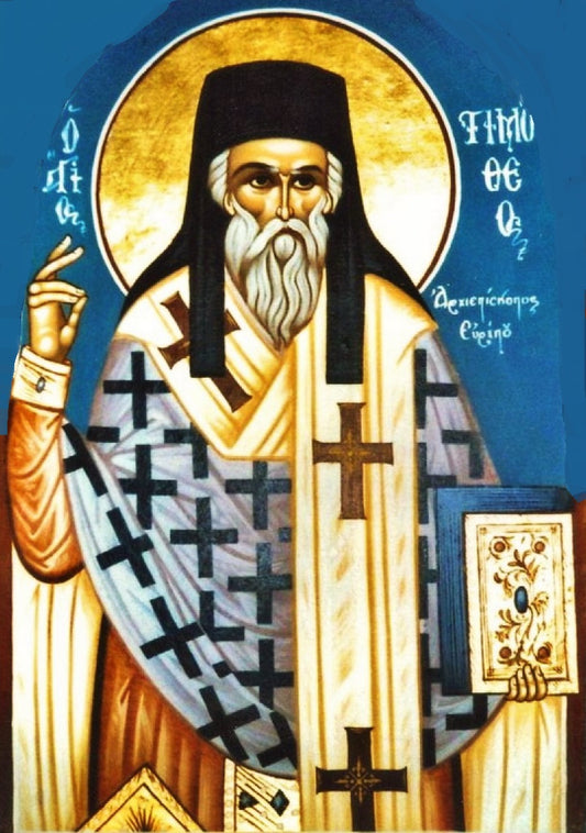 Handpainted orthodox religious icon Saint Timothy Bishop of Euripos - Handmadeiconsgreece