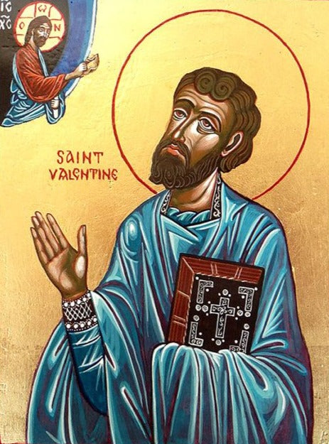 Handpainted catholic religious icon Saint Valentine of Rome - Handmadeiconsgreece