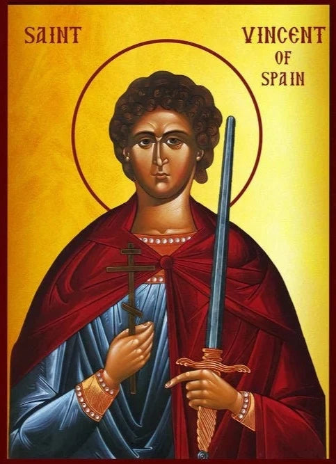 Handpainted catholic religious icon Saint Vincent of Spain - Handmadeiconsgreece