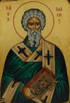 Handpainted orthodox religious icon Saint Vlassis of Sebastia - Handmadeiconsgreece