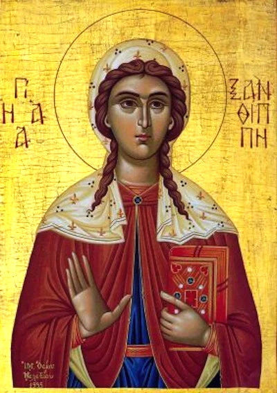 Handpainted orthodox religious icon Saint Xanthippe - Handmadeiconsgreece