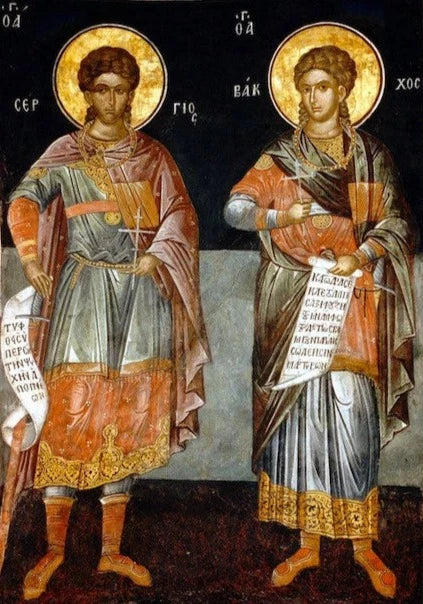 Handpainted orthodox religious icon Saints Sergius and Bacchus - Handmadeiconsgreece