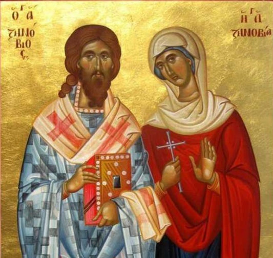 Handpainted orthodox religious icon Saints Zenobios and Zenobia the Hieromartyrs - Handmadeiconsgreece