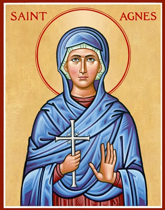 Handpainted orthodox religious icon Saint Agnes of Rome - HandmadeIconsGreece