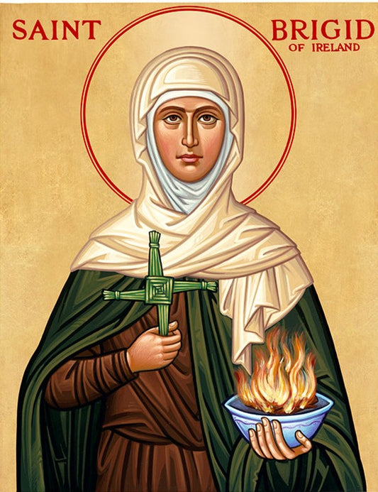 Handpainted catholic religious icon Saint Brigid of Ireland - HandmadeIconsGreece