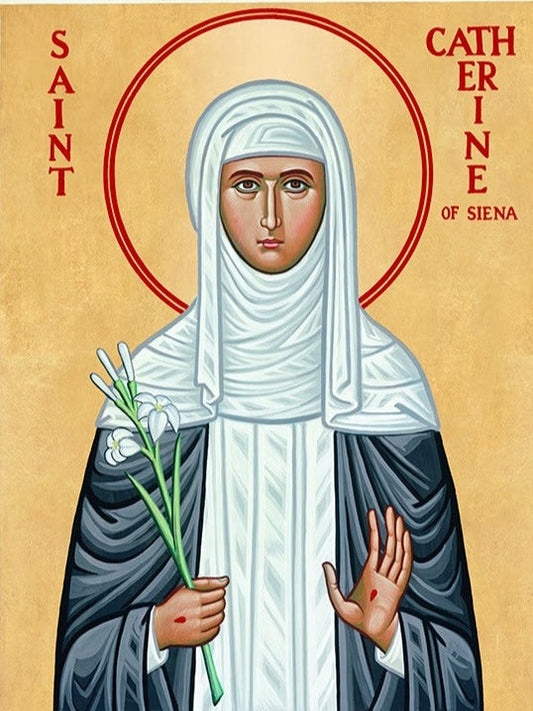Handpainted catholic religious icon Saint Catherine of Siena - HandmadeIconsGreece