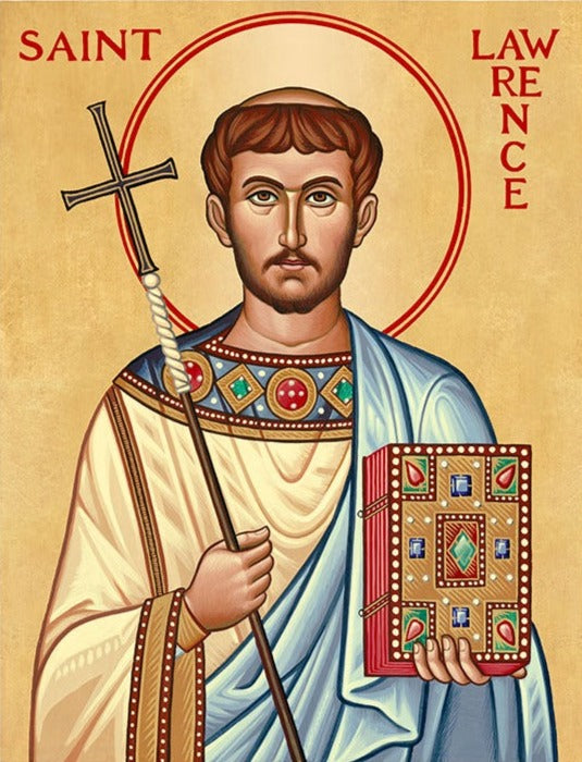 Handpainted catholic religious icon Saint Lawrence - HandmadeIconsGreece