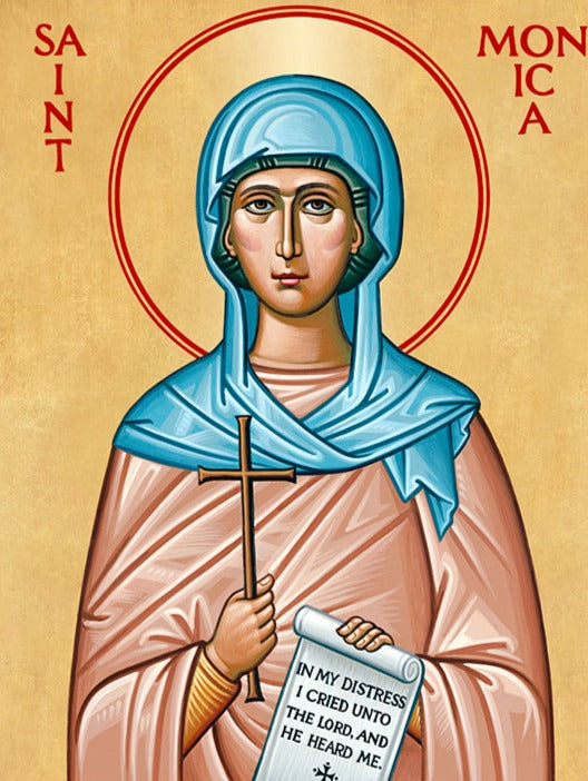 Handpainted catholic religious icon Saint Monica - HandmadeIconsGreece