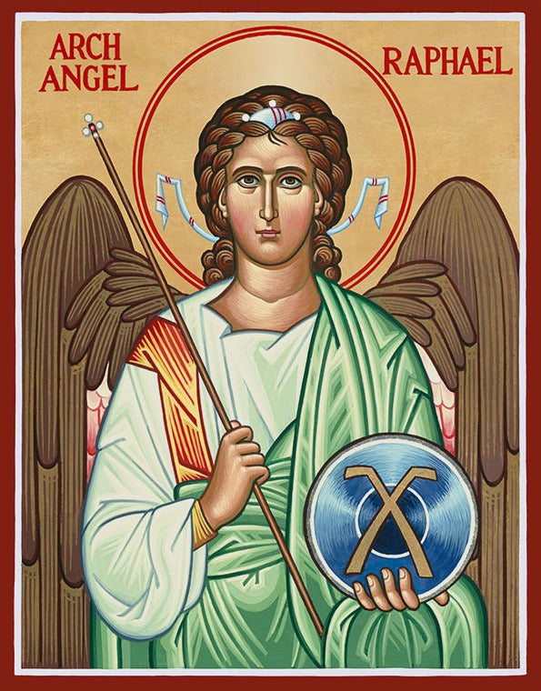 Handpainted Orthodox religious icon Archangel Raphael - HandmadeIconsGreece