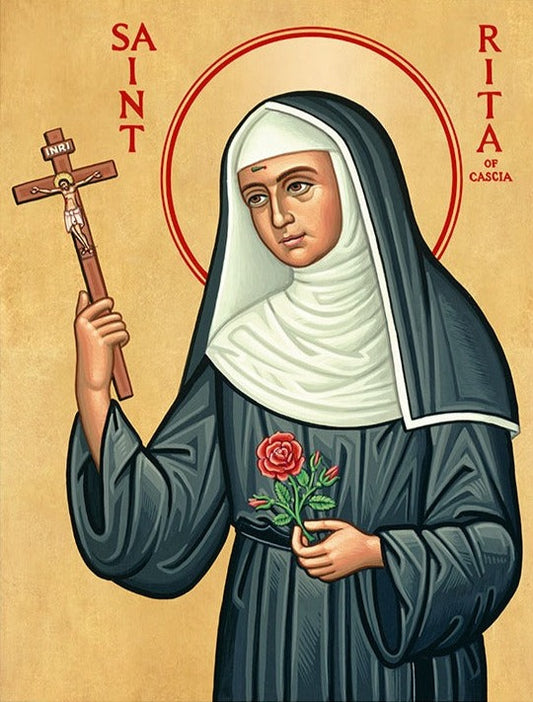 Handpainted catholic religious icon Saint Rita of Cascia - HandmadeIconsGreece