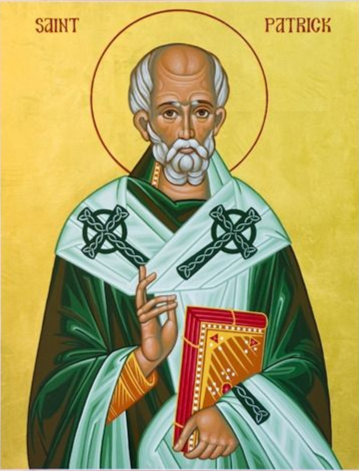 Handpainted catholic religious icon Saint Patrick of Ireland - HandmadeIconsGreece