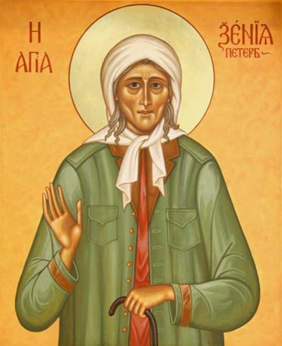 Handpainted orthodox russian religious icon Saint Xenia of Petersburg - HandmadeIconsGreece