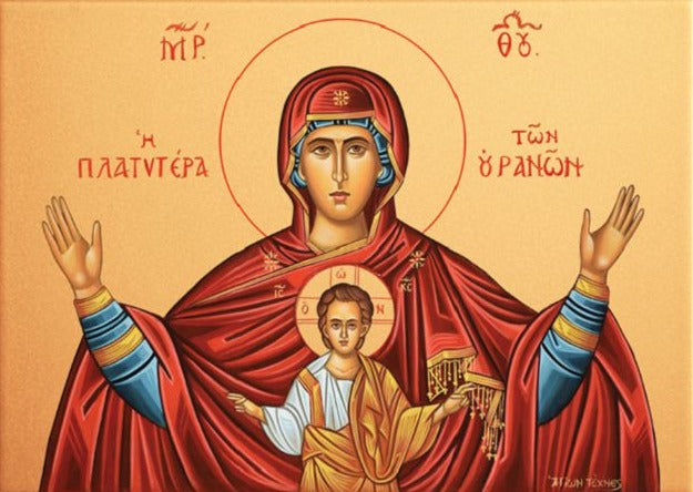 Handpainted orthodox religious icon Virgin Mary ''More Spacious than the Heavens'' - HandmadeIconsGreece