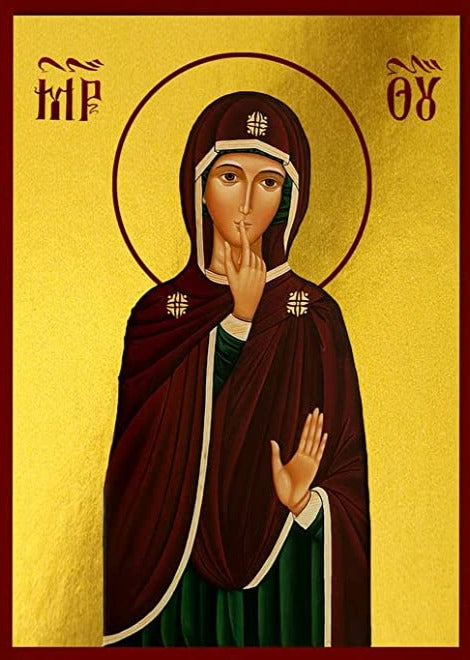 Handpainted catholic religious icon Virgin Mary of Silence - Handmadeiconsgreece