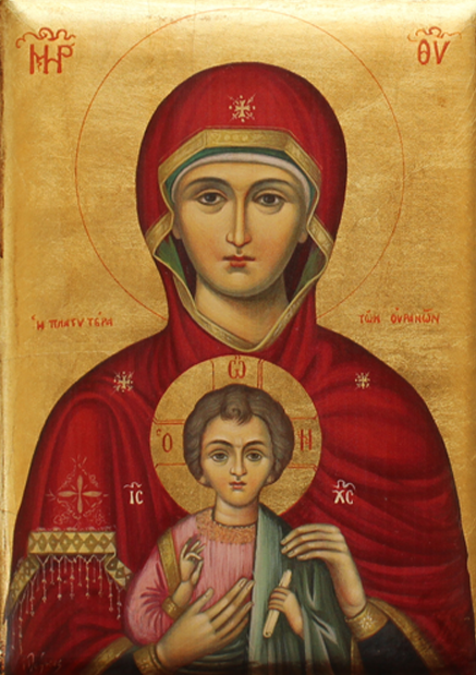 Handpainted orthodox religious icon Virgin Mary Platytera - HandmadeIconsGreece