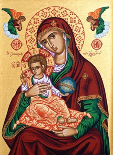 Handpainted orthodox religious icon Virgin Mary Sweetness of Angels - Handmadeiconsgreece