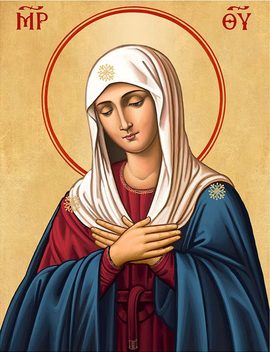 Handpainted catholic religious icon Virgin Mary of Tenderness - HandmadeIconsGreece